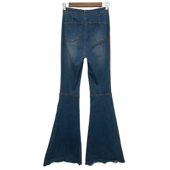 Chelsea & Violet High Rise Flare Bell Bottom Jeans Size 27 Blue Hippie Boho - Picture 3 of 9